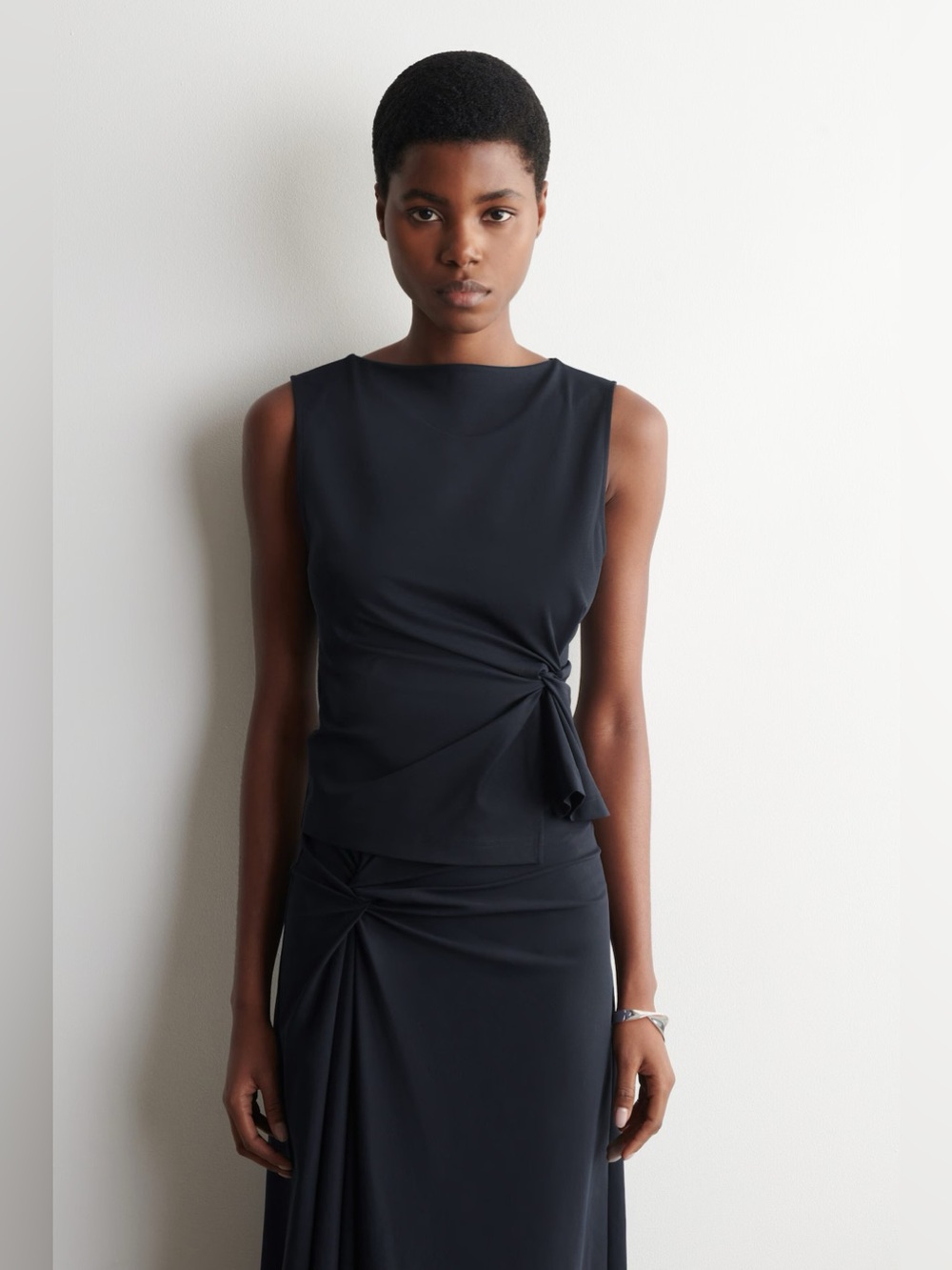 NWT COS Twist Detail Jersey Top in Navy